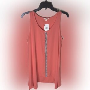 NWT Pleione Coral Shark Bite Tank Top with Embellished Detail.  Women’s XS